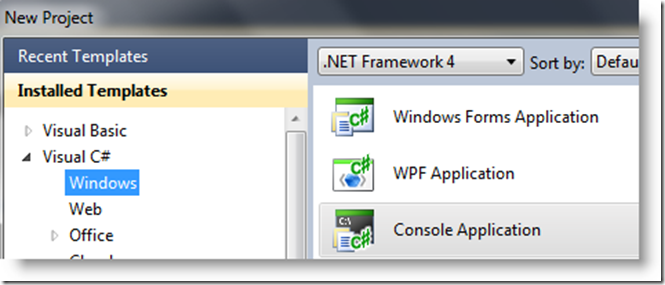Console Application new project